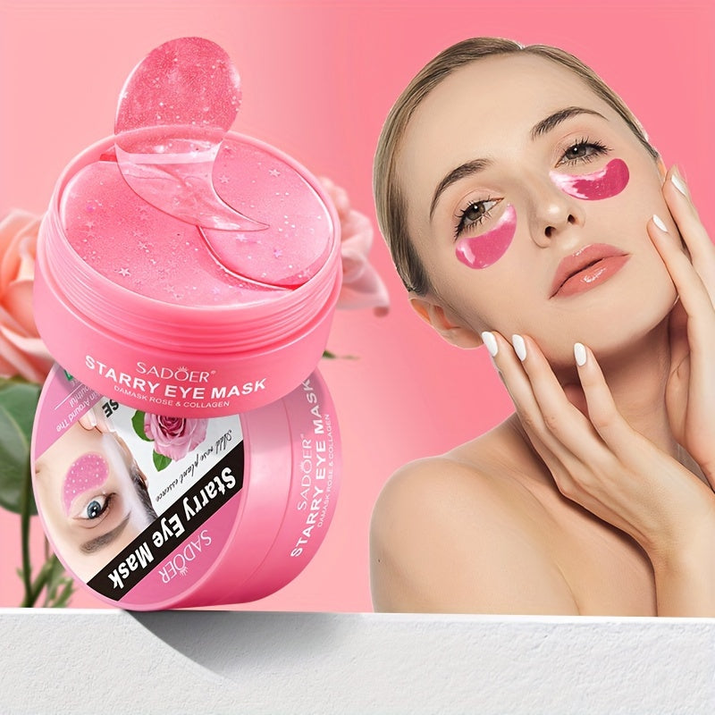 Masque contour des yeux collagène de rose 60 pièces - Patchs hydratants anti-âge anti-cernes - Soin yeux K-beauty