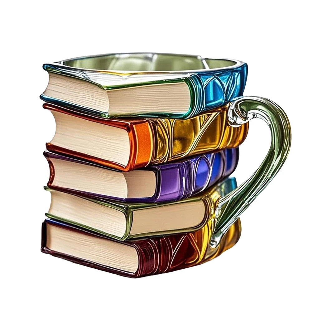 Mug café forme livres vintage empilés - modèle B couleur marron