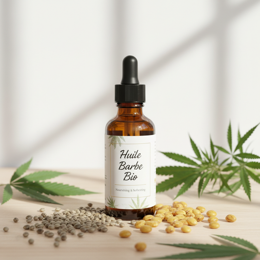 Huile Barbe Bio 30ml Chanvre & Jojoba - Nourrissante Adoucissante Naturelle