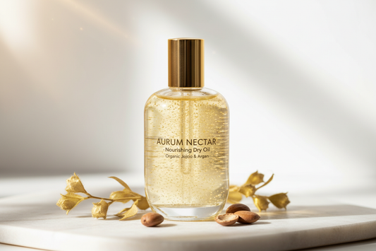 Huile Pailletée Corps et Cheveux Bio 100ml - Jojoba Argan Effet Satiné Doré