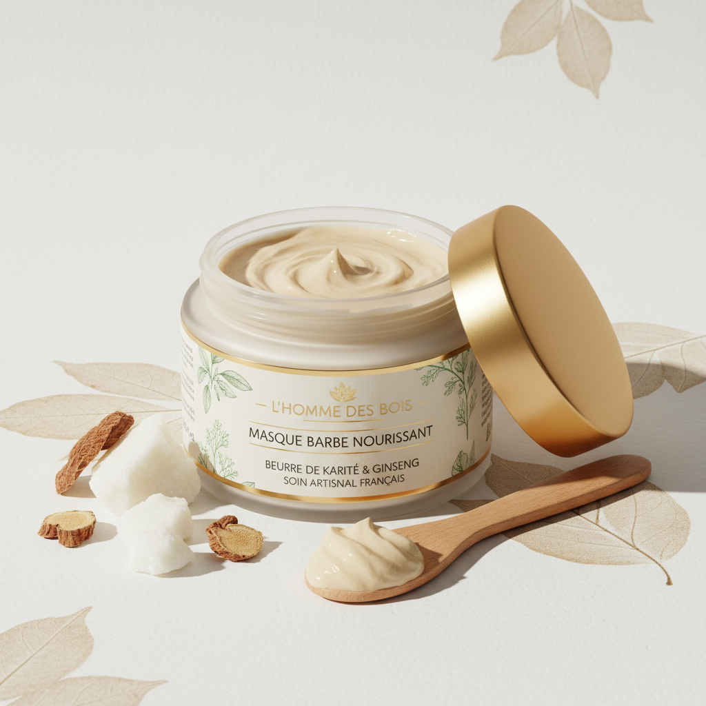 Masque Barbe Nourrissant Bio 200ml - Beurre de Karité & Ginseng Réparateur