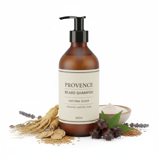 Shampoing Barbe Bio 200ml Ginseng Ricin Lin - Nettoyant Fortifiant Naturel