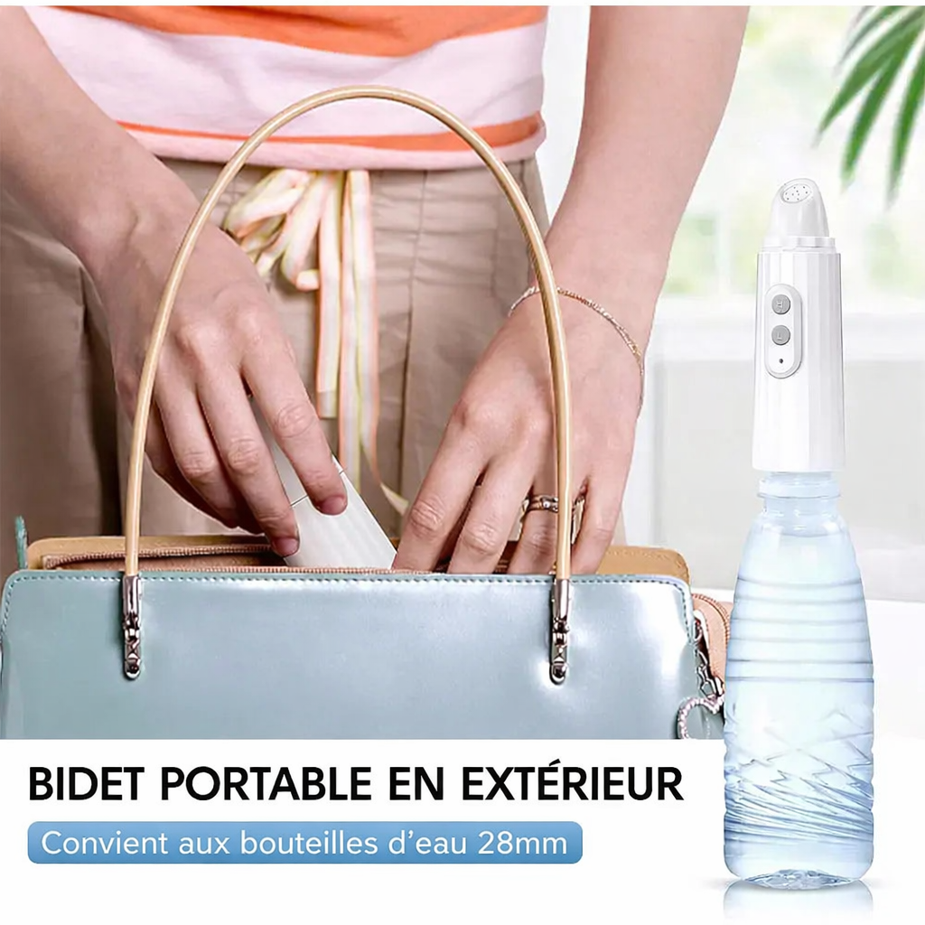 Bidet portable compact dans trousse de voyage - hygiène intime en déplacement
