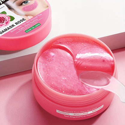 Boîte 60 patchs yeux collagène rose - Masques hydratants anti-âge contour des yeux - Soin anti-cernes K-beauty
