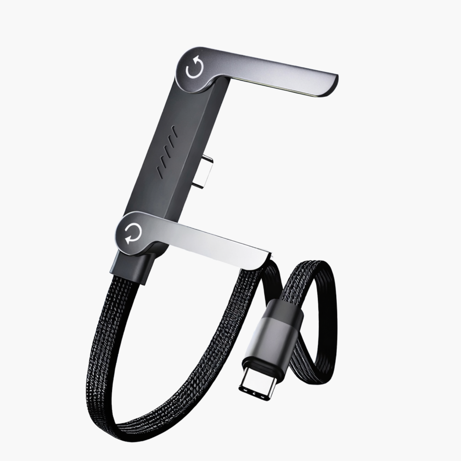 Câble USB-C 240W charge rapide avec support pliable intégré pour iPhone et Samsung
