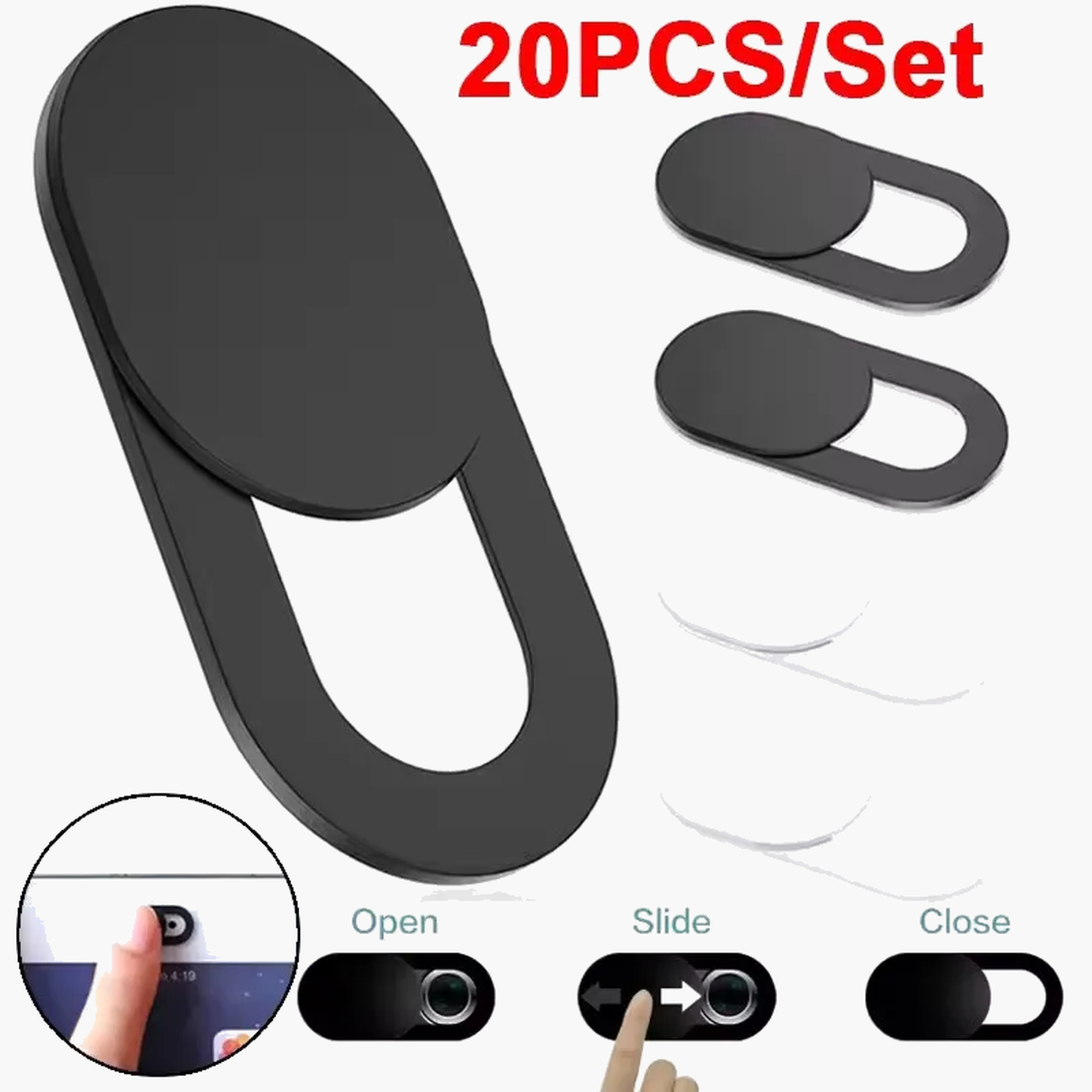 Cache webcam magnétique ultra-fin blanc pour ordinateur portable et smartphone
