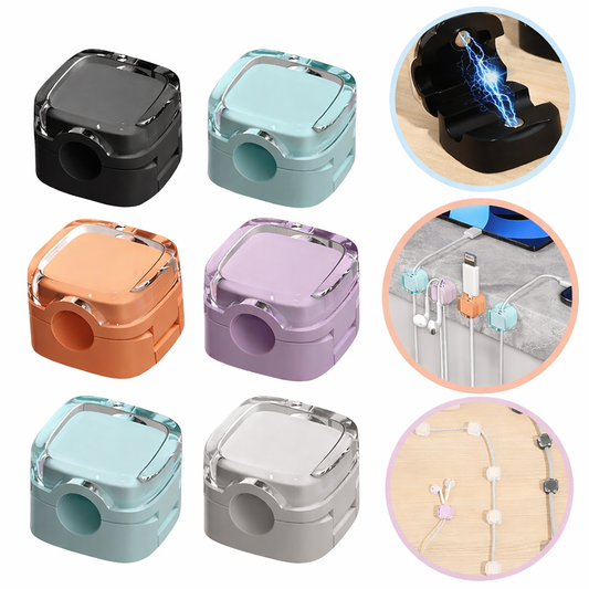 Clips magnétiques orange pour câbles - Organisateur de bureau ajustable avec fixation magnétique pour ranger les câbles USB, souris et clavier
