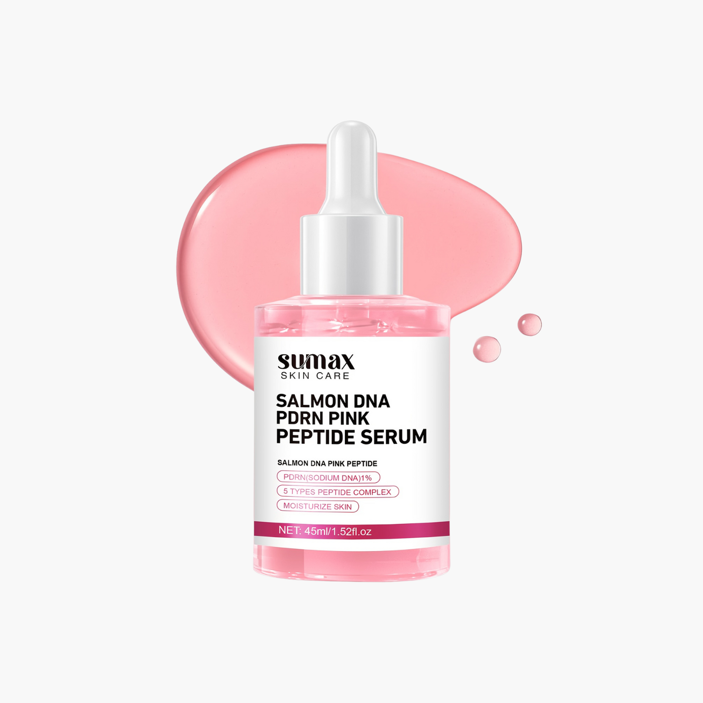 Flacon sérum SUMAX Salmon Pink Peptide 45ml - Hydratant peptides huile de saumon sans alcool anti-âge
