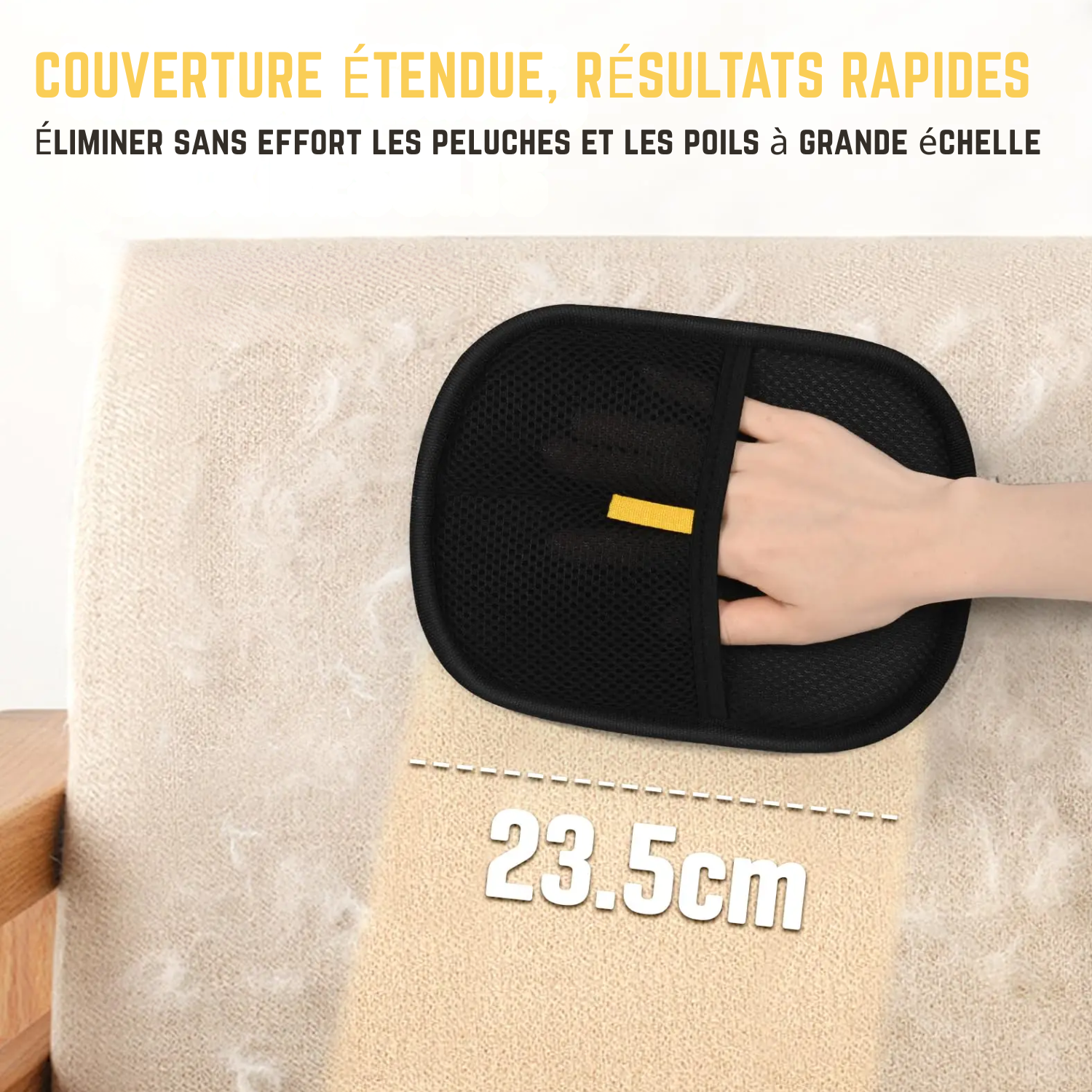 Gants microfibre réutilisables pour élimination poils d'animaux sur tapis