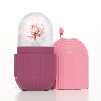 Ice roller massage visage silicone - Rouleau glace anti-poches éclat peau - Outil beauté étanche sans électricité
