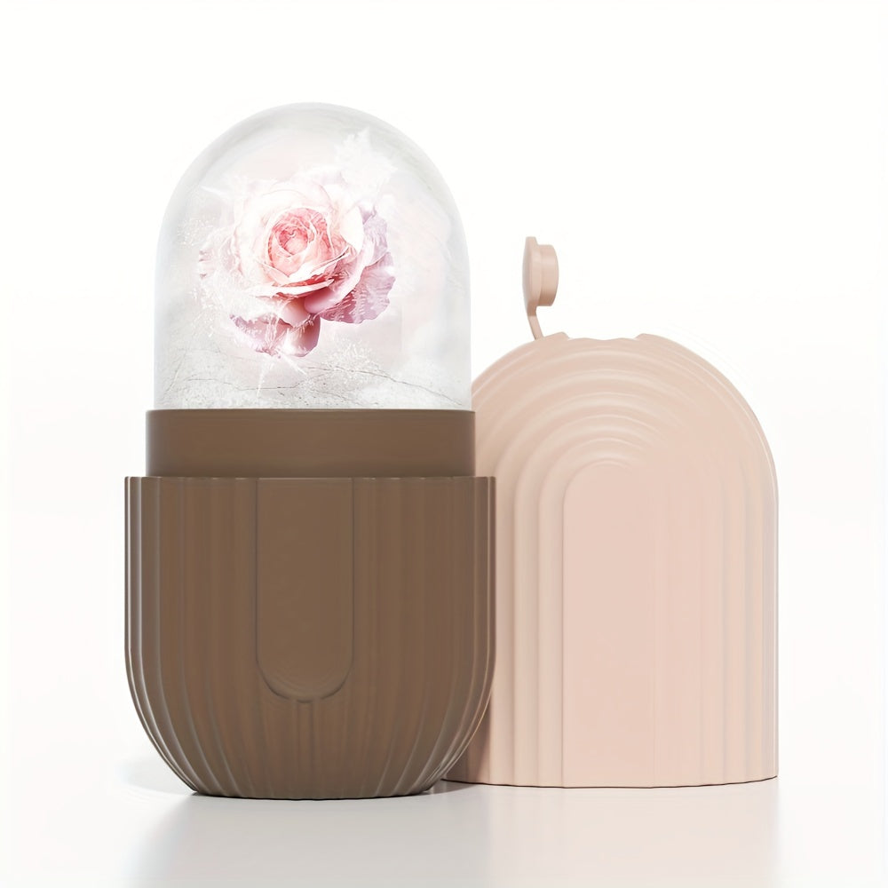 Ice roller visage silicone réutilisable - Masseur facial anti-poches raffermissant - Outil beauté étanche sans formaldéhyde
