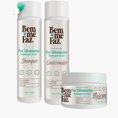 Kit complet post-lissage Bem Me Faz - Traitement capillaire kératine protection lissage cheveux disciplinés professionnel
