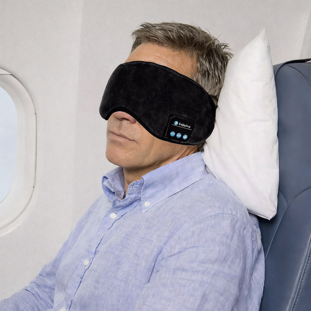 Masque audio sommeil Bluetooth – haut-parleurs ultra-plats intégrés, compatible iOS Android