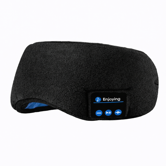 Masque de sommeil Bluetooth avec écouteurs intégrés – vue de face, tissu doux élastique