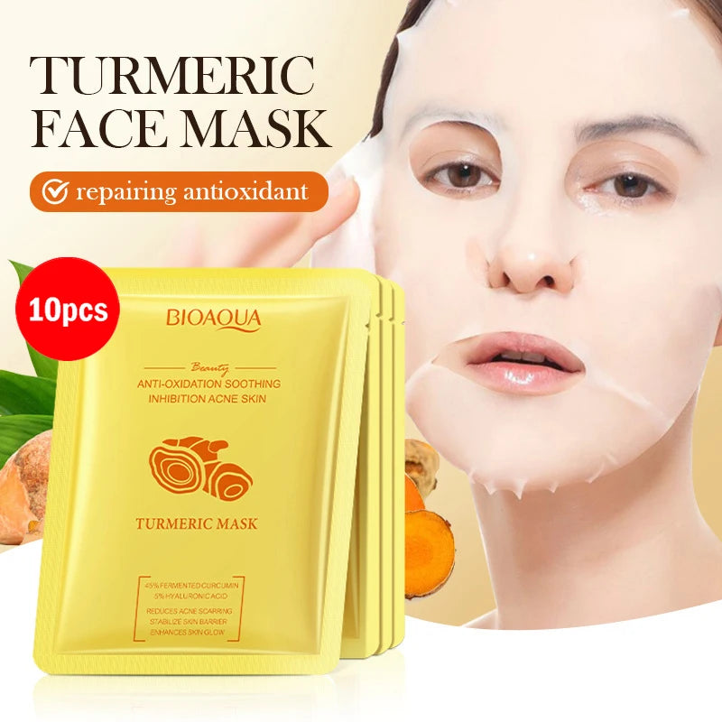 Masque tissu BIOAQUA Curcuma – Pack 5 – Teint lumineux