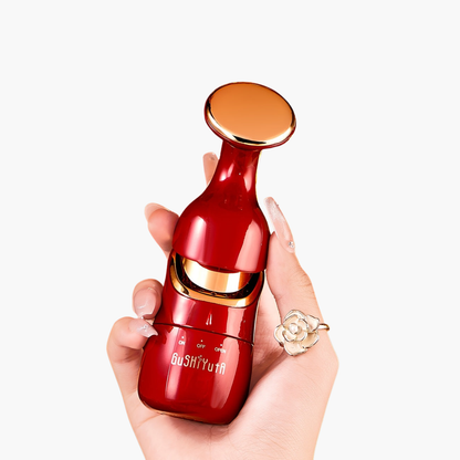 Masseur visage multifonction vibration rouge et doré - Appareil beauté 4 modes visage cou yeux - Dispositif anti-âge lifting