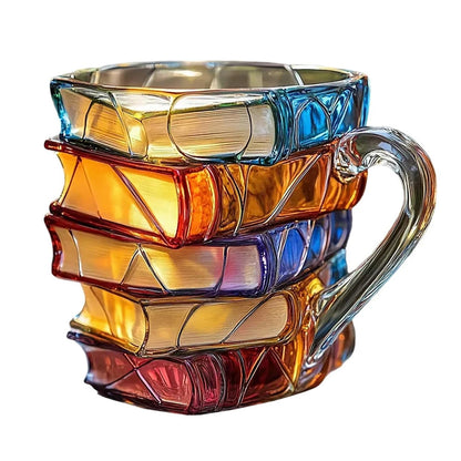 "Mug café forme livres vintage empilés - modèle A couleur beige