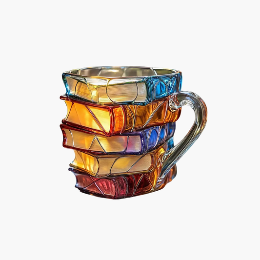 Mug tasse livres empilés 3D design artistique peint à la main