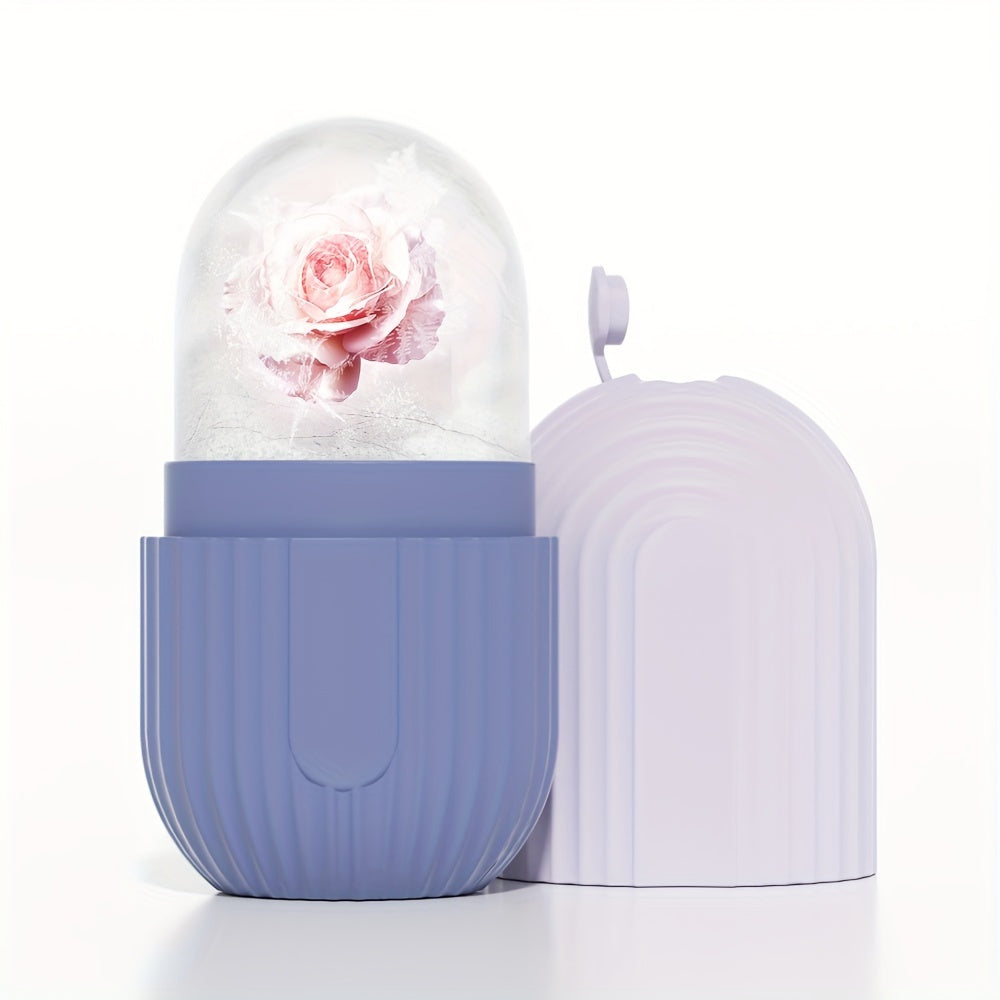 Rouleau de glace visage silicone étanche - Masseur facial anti-poches éclat peau - Outil beauté réutilisable sans pile
