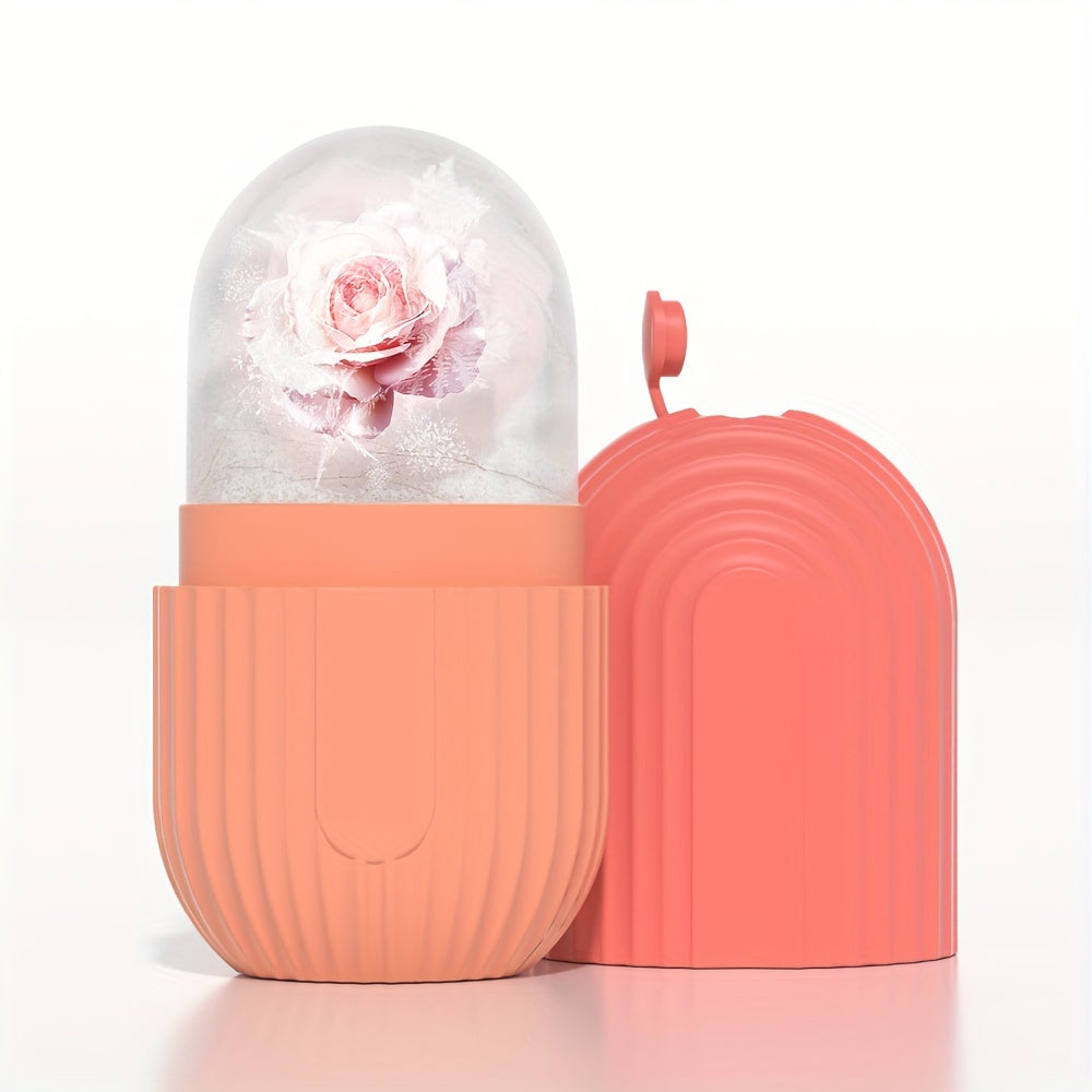 Rouleau glace visage silicone anti-poches - Outil massage facial éclat peau - Accessoire beauté réutilisable sans pile
