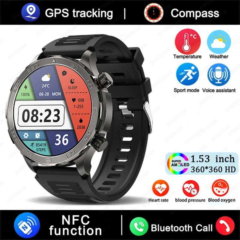 Montre Connectée GPS AMOLED 2026 - Écran Always-On & Suivi Cardiaque IP68 - SMZ DR SOPHIE