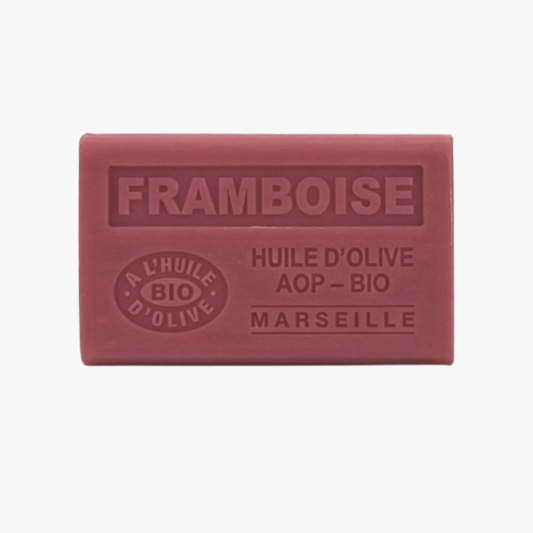 Savon bio artisanal à l'huile d'olive AOP parfum framboise - Fabrication provençale naturelle 125g