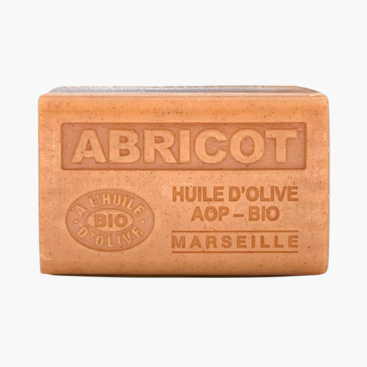 Savon exfoliant bio huile d'olive AOP et noyaux d'abricot 125g - Gommage naturel doux saponification à froid Provence
