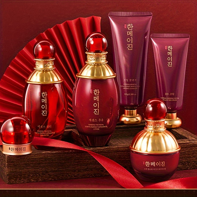 Set 6 produits soins K-beauty acide hyaluronique ginseng rouge - Coffret hydratant anti-rides coréen routine complète
