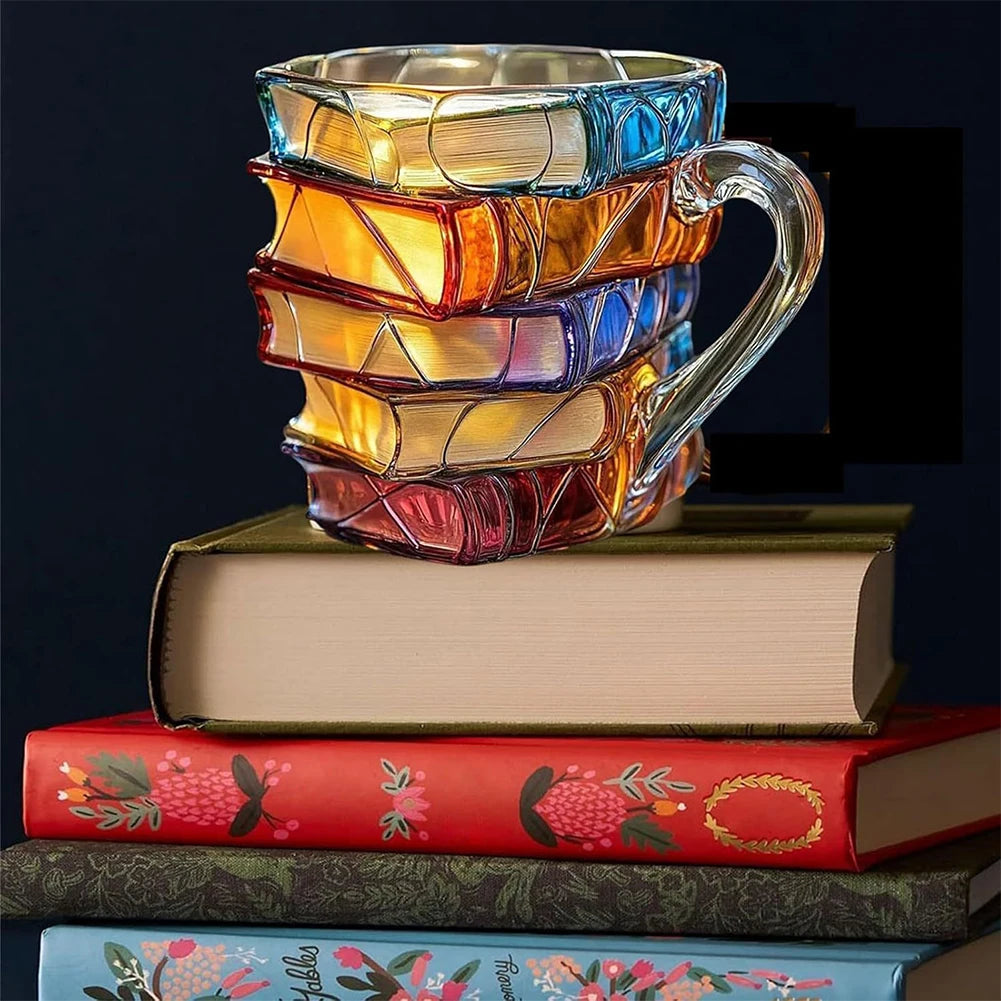 Tasse café livres empilés résine haute qualité - vue détaillée