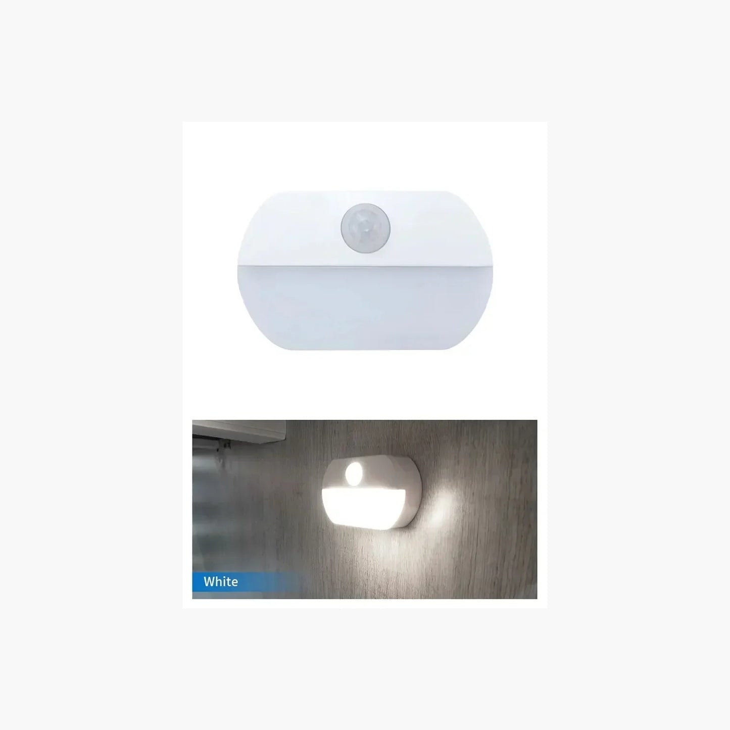 Veilleuse LED à détecteur de mouvement blanc froid installée dans couloir sombre
