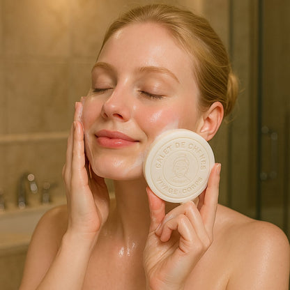 Masque visage bio lait de chèvre et argile blanche - Soin purifiant solide naturel écologique
