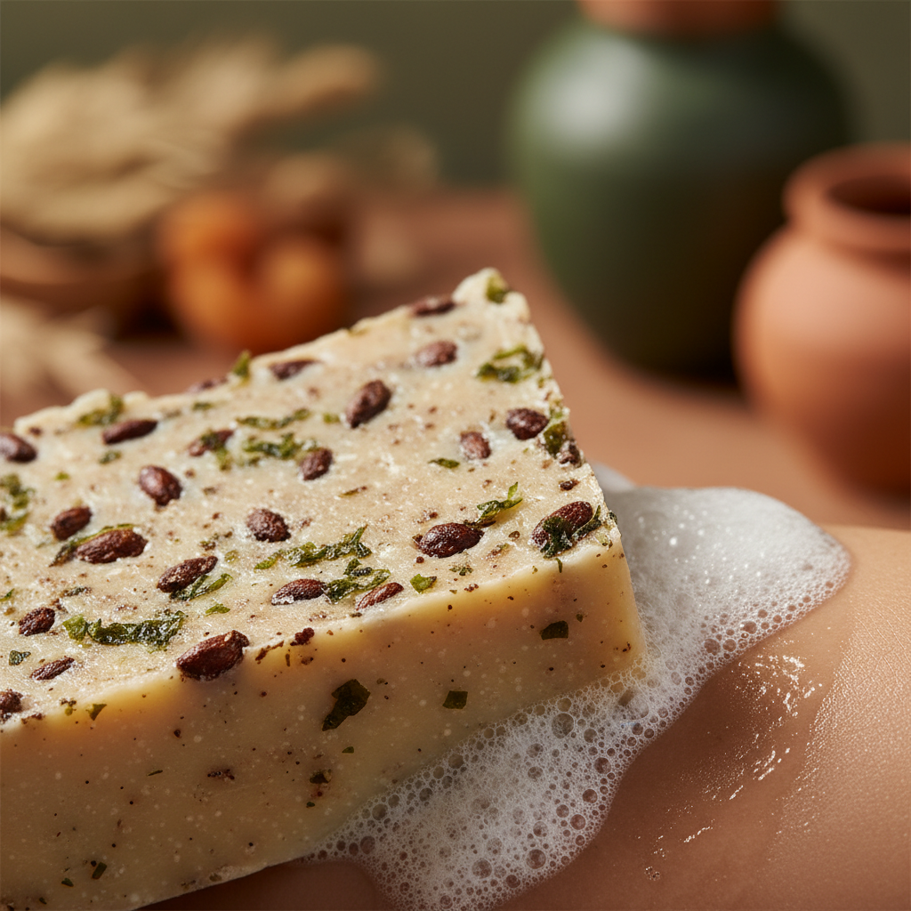Texture macro du savon exfoliant